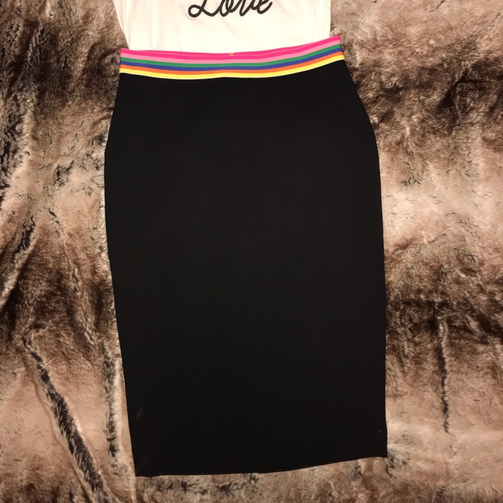 Express pencil skirt w/ rainbow waist band